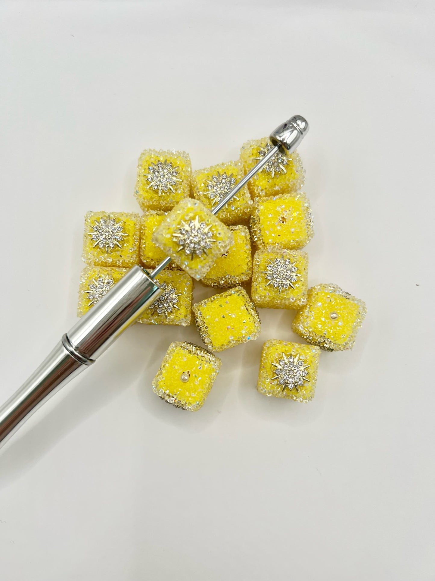 Yellow Snowflake Sugar Cube