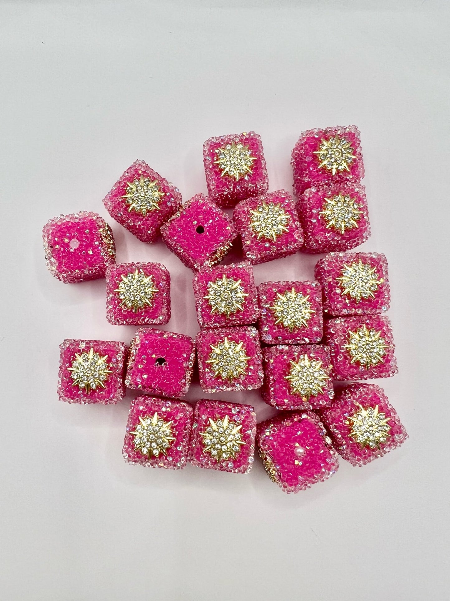 Pink Snowflake Sugar Cube