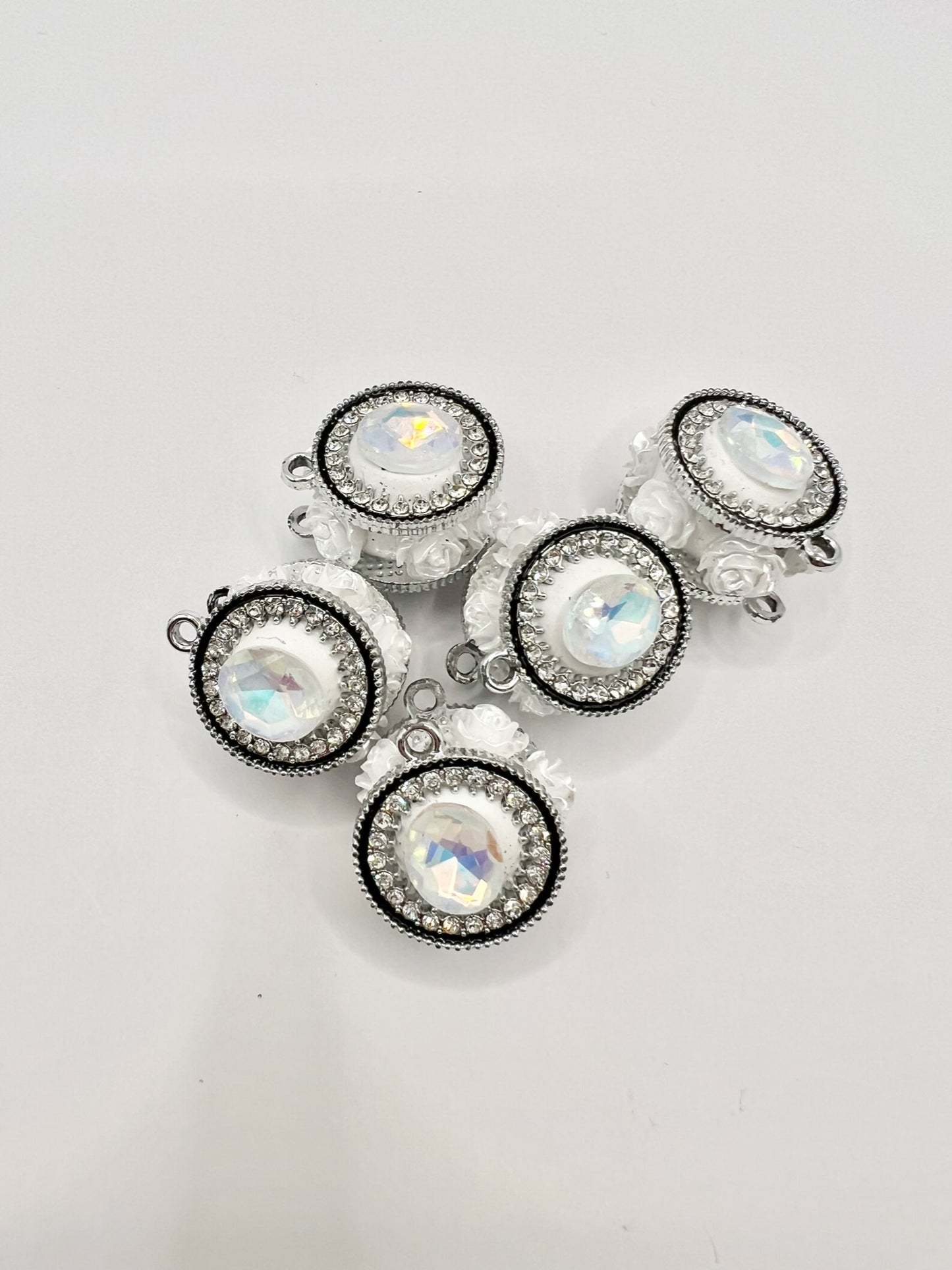 White Circle Rhinestone Charm