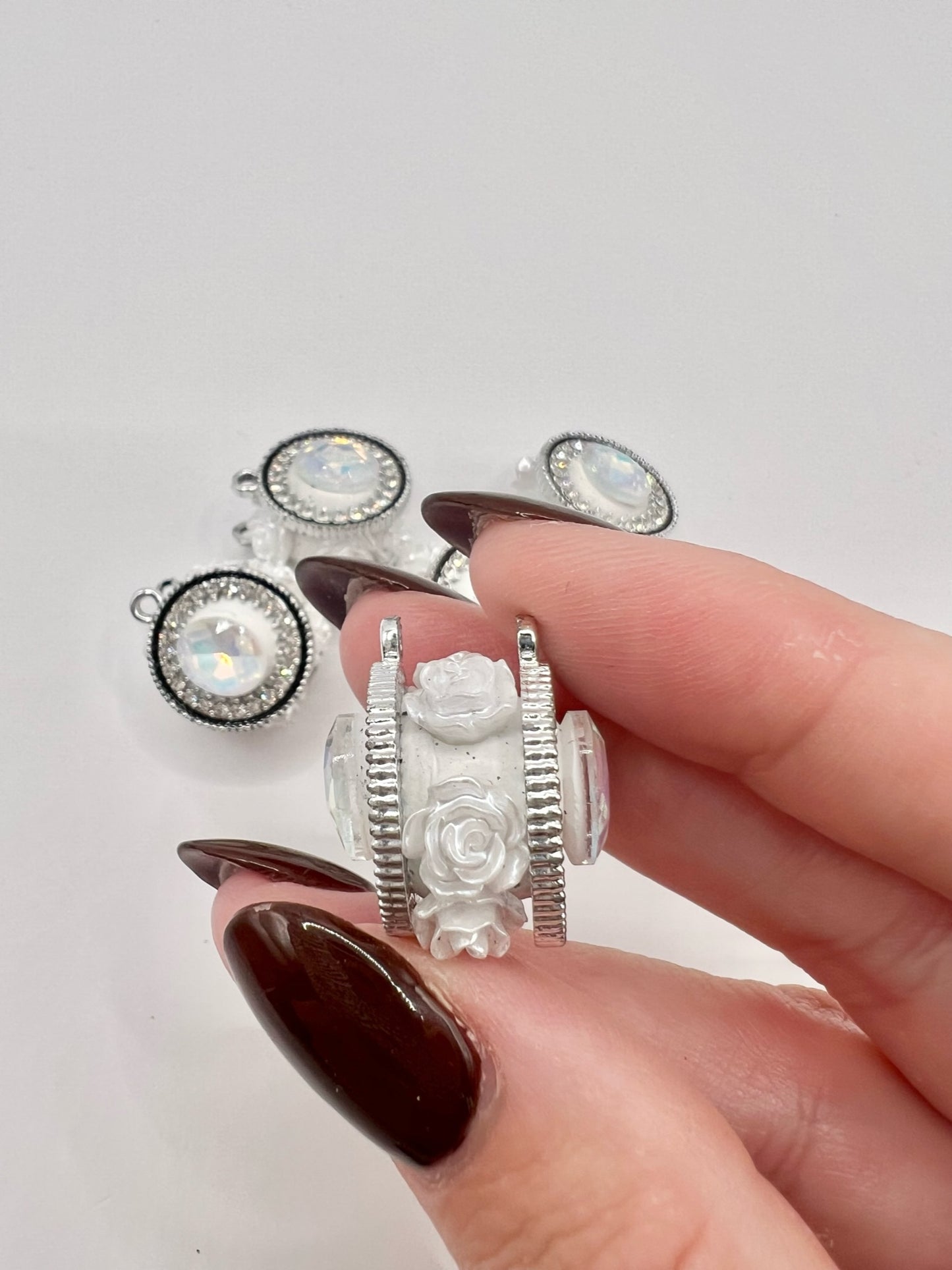 White Circle Rhinestone Charm