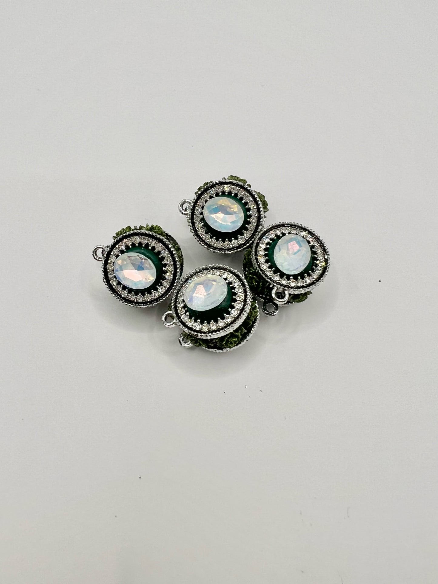 Green Circle Rhinestone Charm