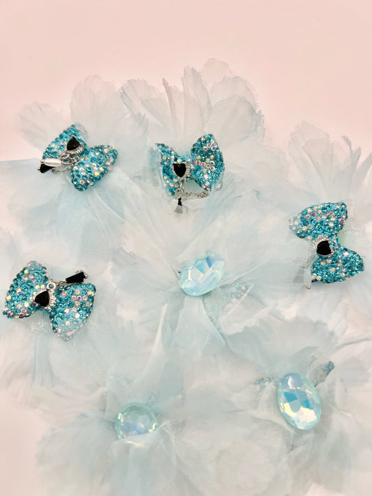 Blue Rhinestone Bow Topper