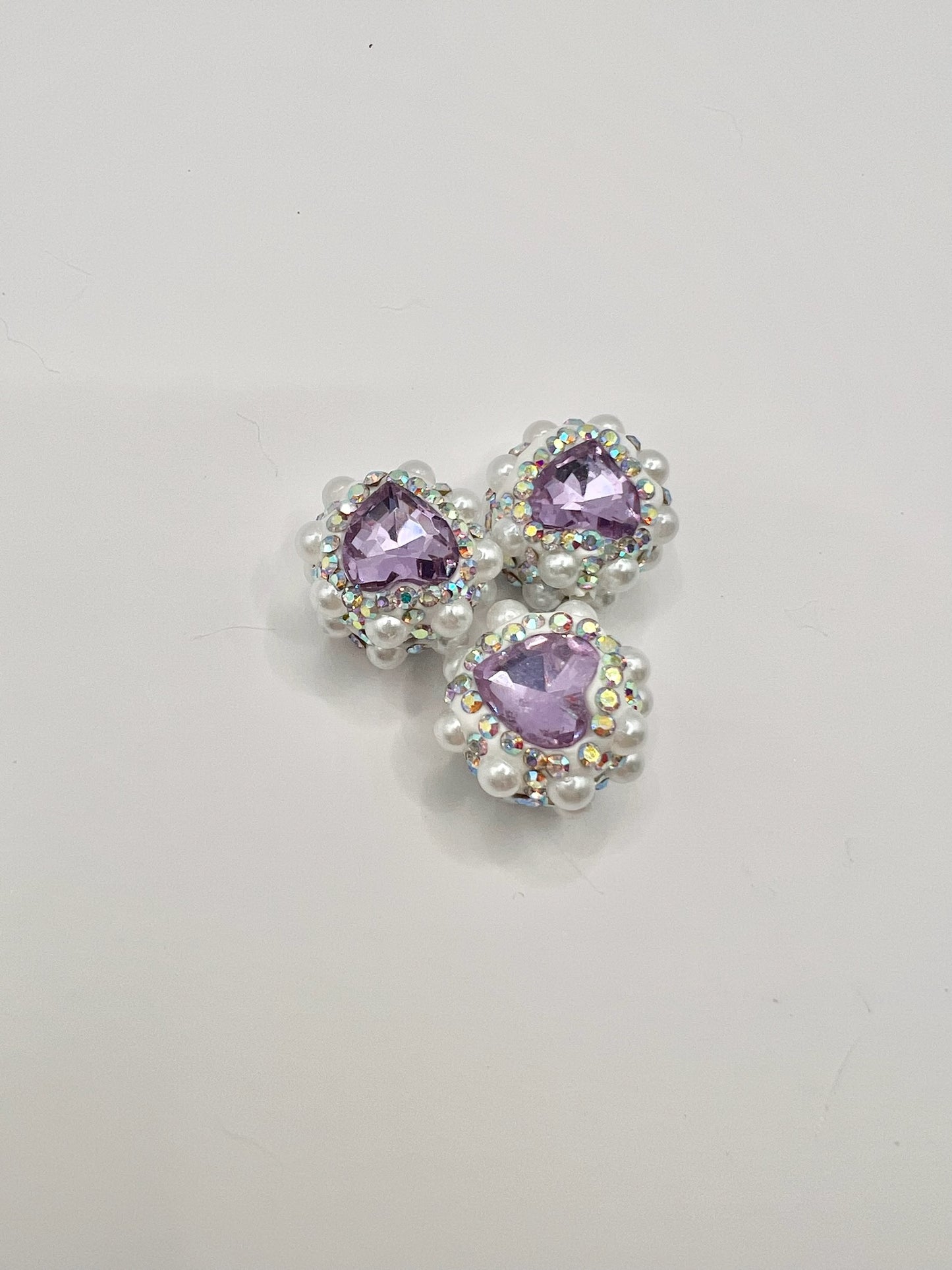 Purple Rhinestone Heart Bead