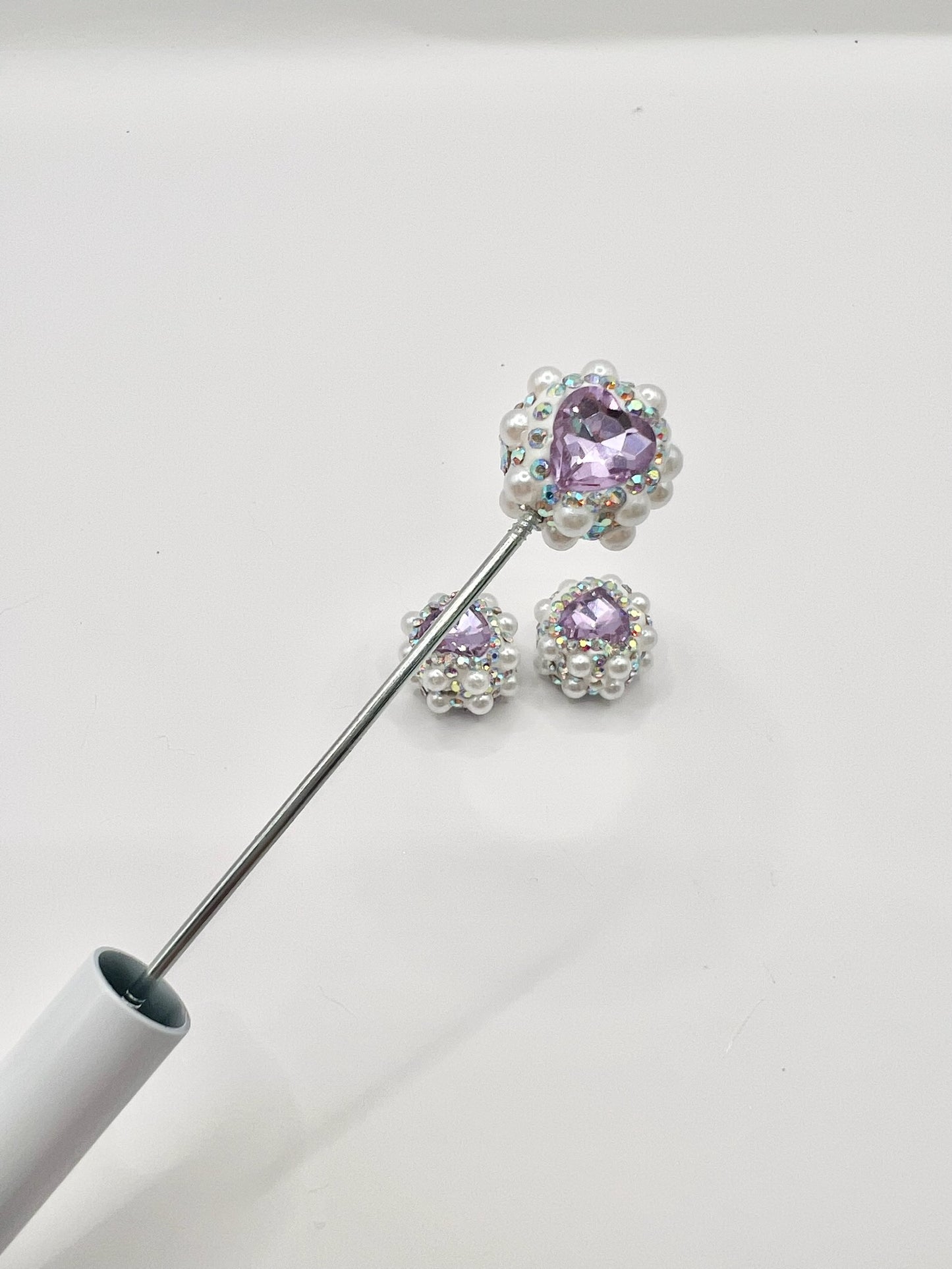 Purple Rhinestone Heart Bead