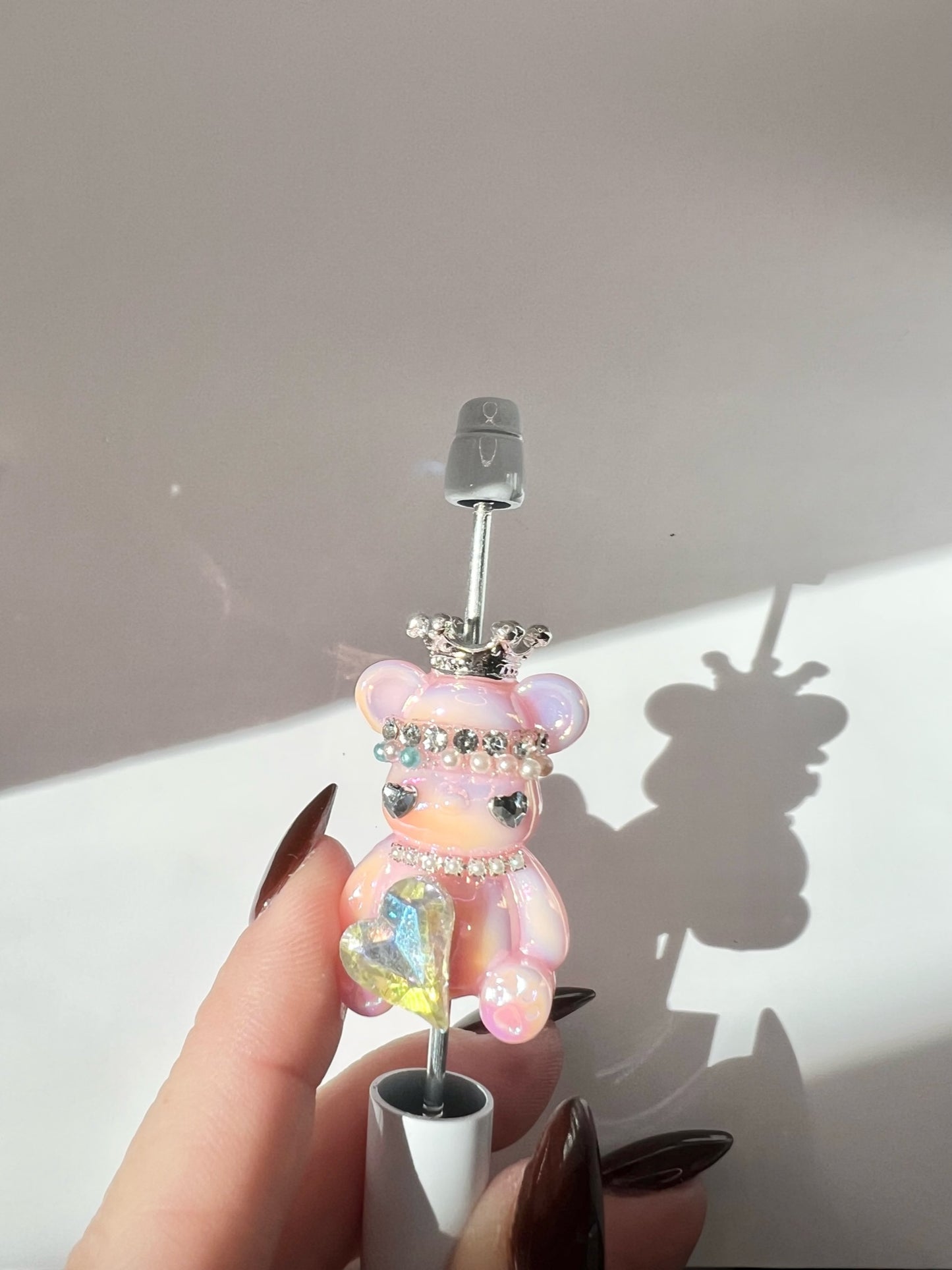 Luminous Pink Bear Bead