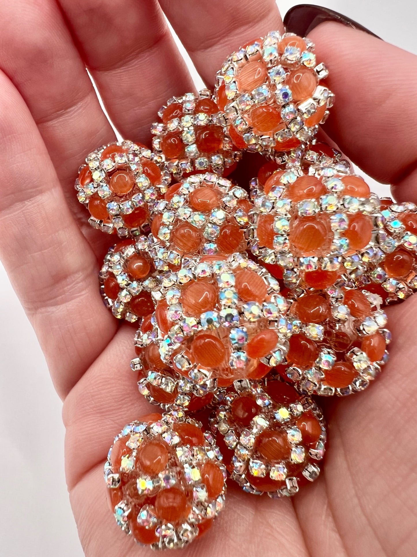 Orange Rhinestone Bead