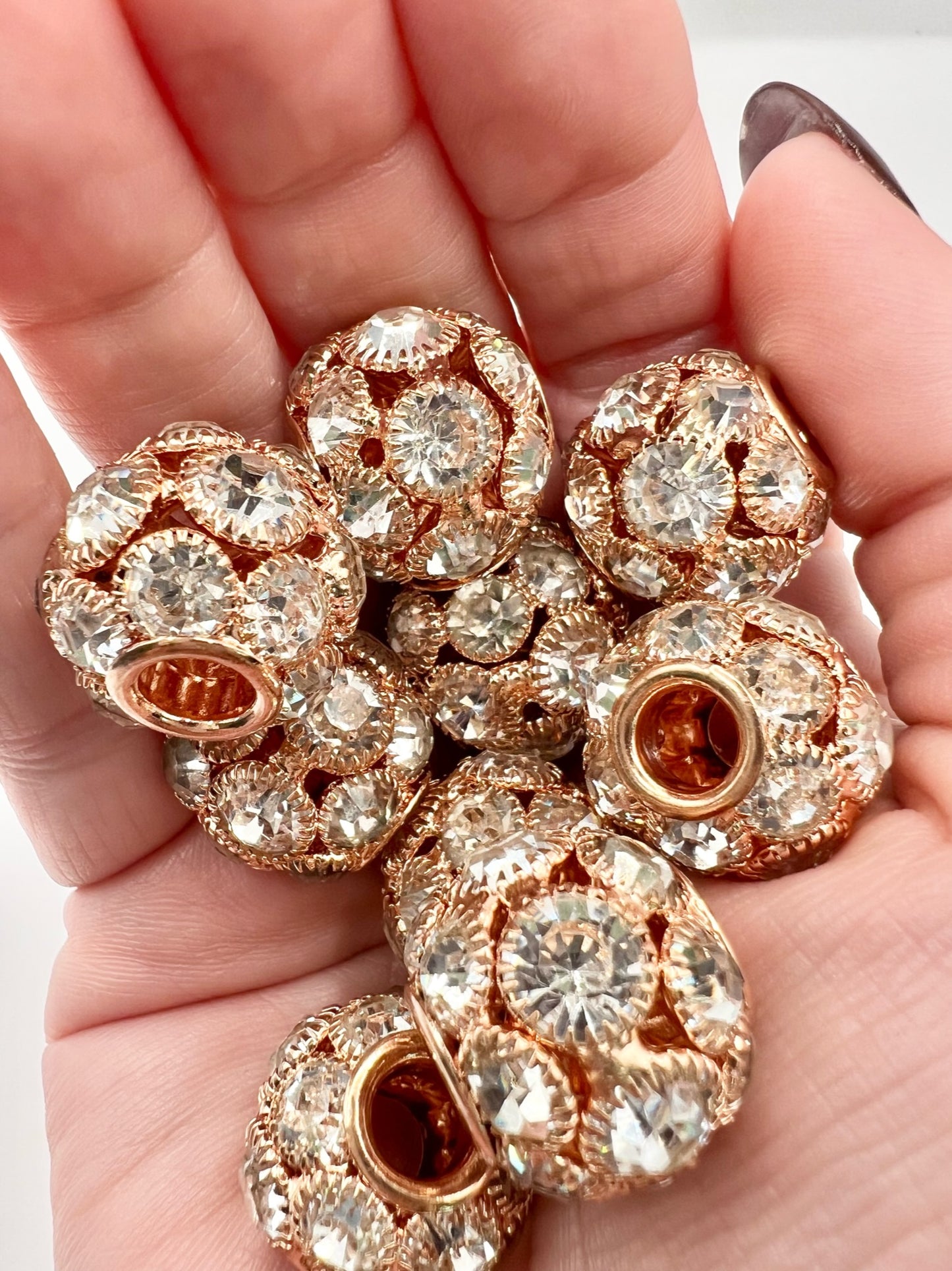 Rose Gold Rhinestone Bead