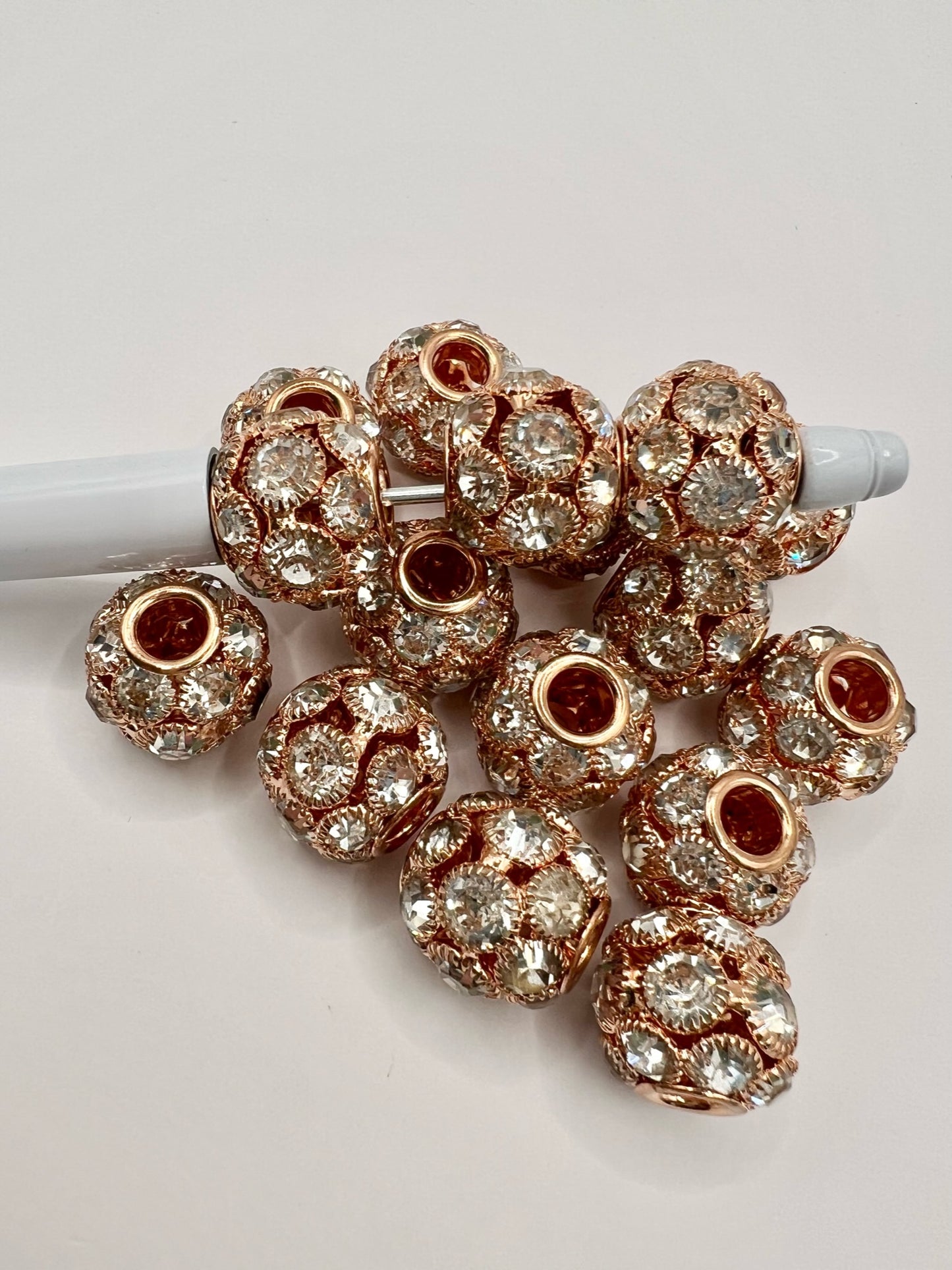 Rose Gold Rhinestone Bead