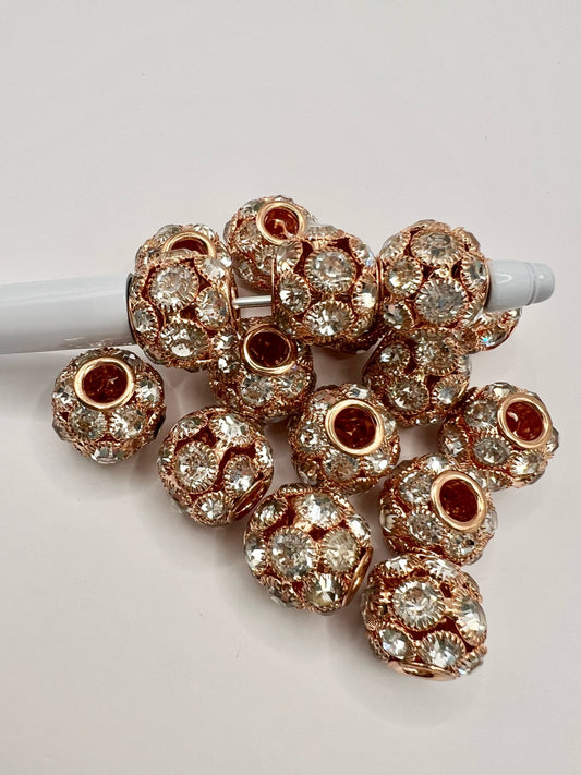 Rose Gold Rhinestone Bead