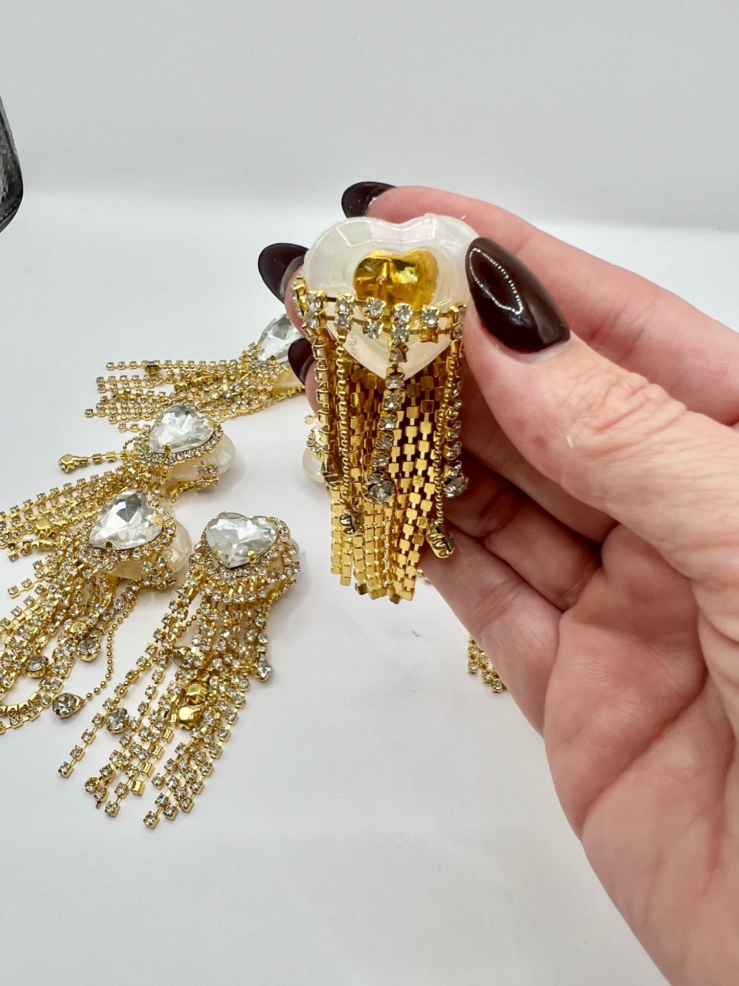 Rhinestone Heart with Gold Chain