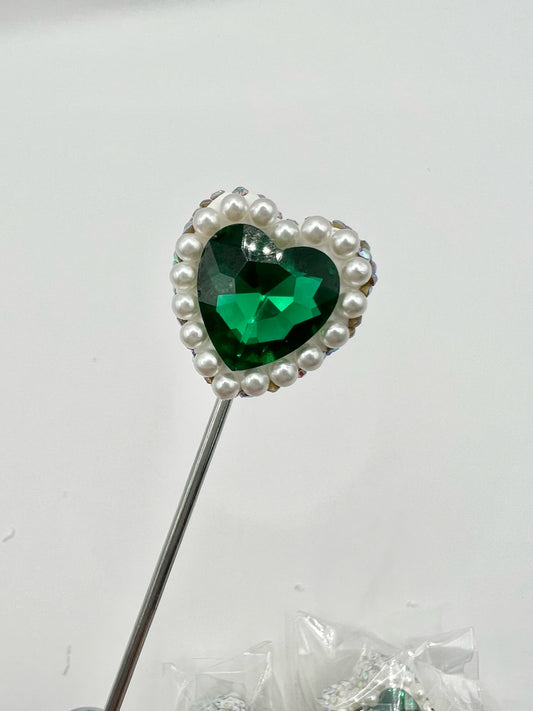 Dark Green Heart Bead